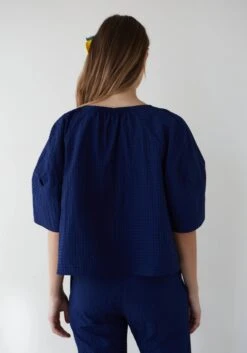 Dr Bloom Vichy Soplo Blouse - Blue -Lulu&M DRBLOOM20240366 jpg
