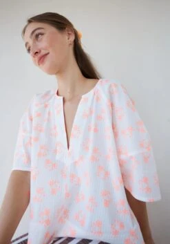 Dr Bloom Neon Crabs Soplo Blouse - Orange -Lulu&M DRBLOOM20242665 jpg