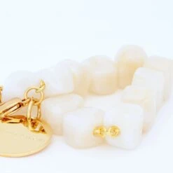 Alternative view of Vanessa Baroni Mini Organic Shaped Bracelet - Pearl Marble