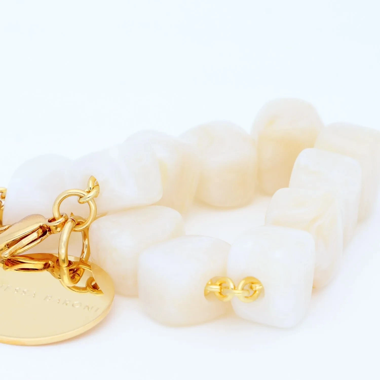 Vanessa Baroni Mini Organic Shaped Bracelet - Pearl Marble 4 Vanessa Baroni Mini Organic Shaped Bracelet - Pearl Marble - Image 2