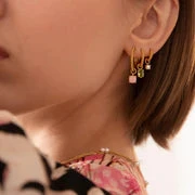 Carré Gold Plated Charm With Pink Opal 7 Carré Gold Plated Charm With Pink Opal - Image 5