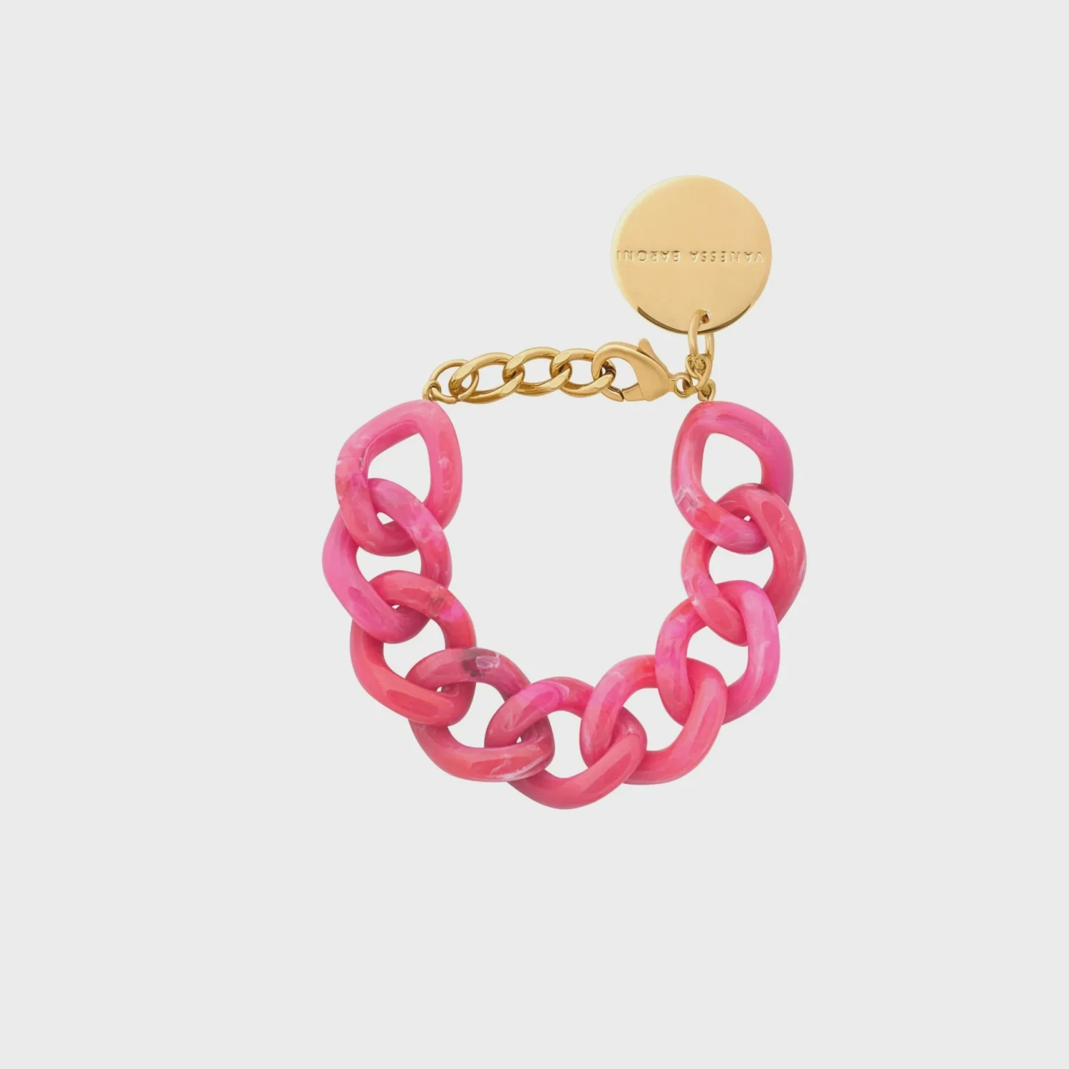 Vanessa Baroni Flat Chain Bracelet - Raspberry Marble 3 Vanessa Baroni Flat Chain Bracelet - Raspberry Marble