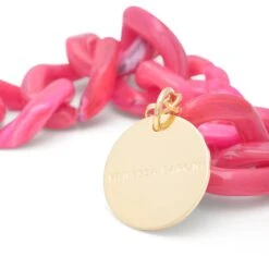 Alternative view of Vanessa Baroni Flat Chain Bracelet - Raspberry Marble