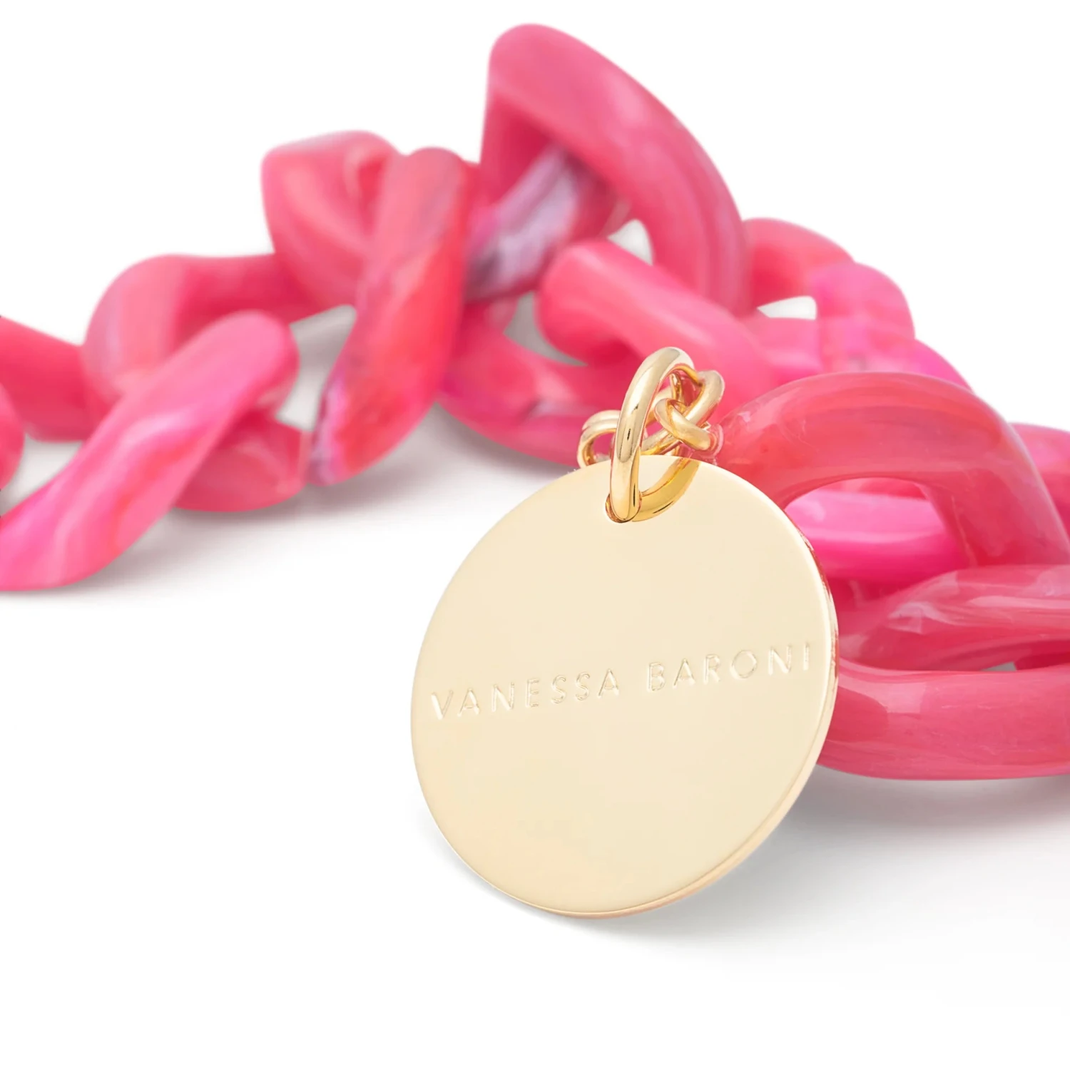 Vanessa Baroni Flat Chain Bracelet - Raspberry Marble 4 Vanessa Baroni Flat Chain Bracelet - Raspberry Marble - Image 2