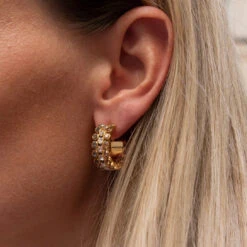 Alternative view of Caroline Svedbom Siri Grande Loop Earrings Gold - Golden Combo
