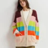 Essentiel Antwerp Gaan Fluffy Striped Cardigan - Blue/Ecru/Orange 1 Essentiel Antwerp Gaan Fluffy Striped Cardigan - Blue/Ecru/Orange -Lulu&M GAAN G1MR i 1