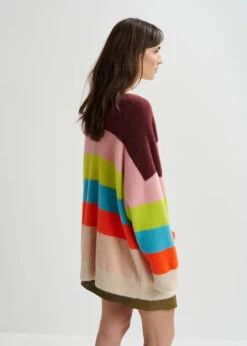 Essentiel Antwerp Gaan Fluffy Striped Cardigan - Blue/Ecru/Orange -Lulu&M GAAN G1MR i 2