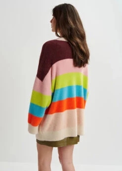 Essentiel Antwerp Gaan Fluffy Striped Cardigan - Blue/Ecru/Orange -Lulu&M GAAN G1MR i 3