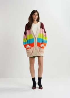 Essentiel Antwerp Gaan Fluffy Striped Cardigan - Blue/Ecru/Orange -Lulu&M GAAN G1MR i 6