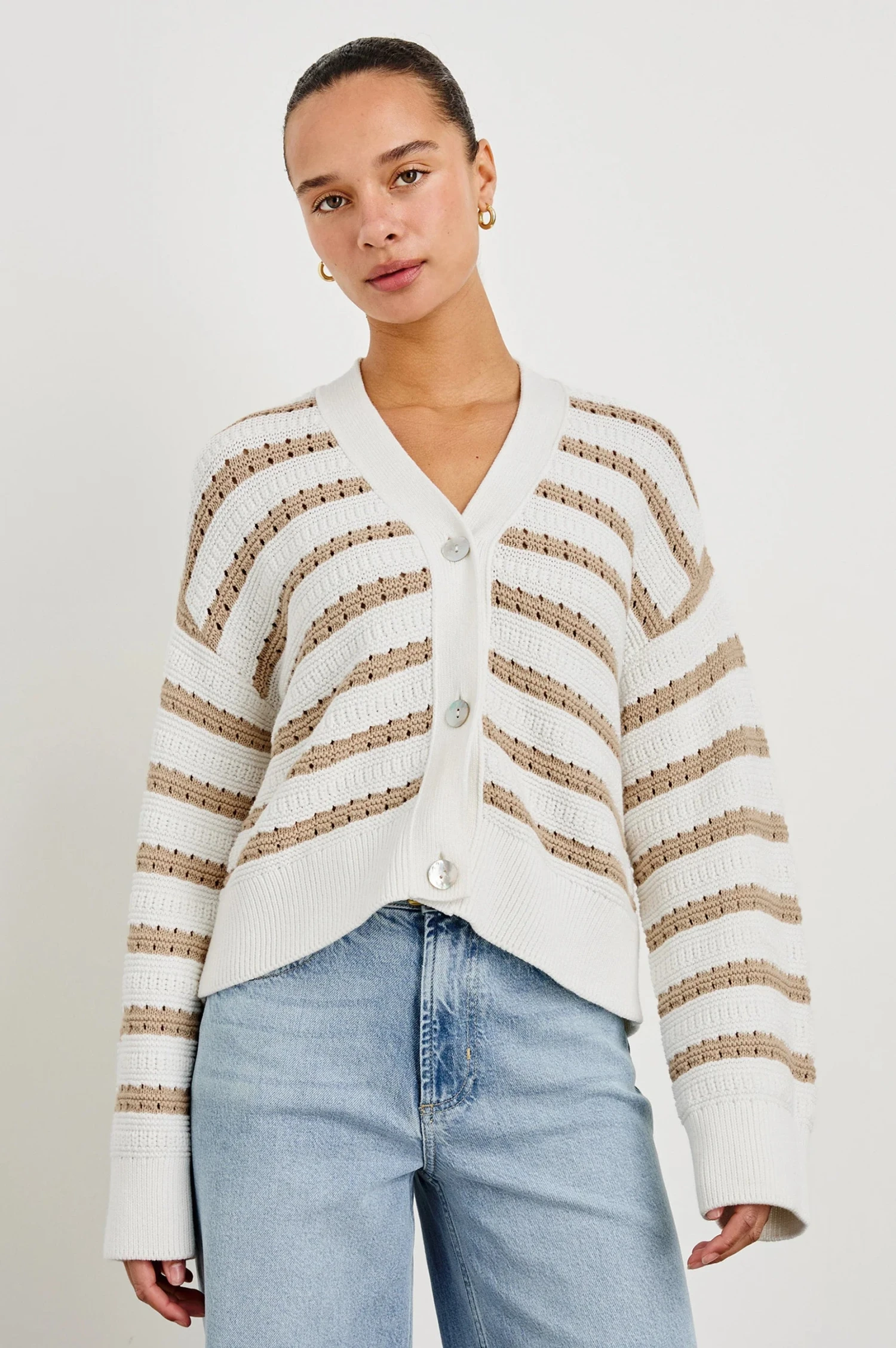 Rails Geneva Stripe Cardigan - Ivory Oat 6 Rails Geneva Stripe Cardigan - Ivory Oat - Image 4