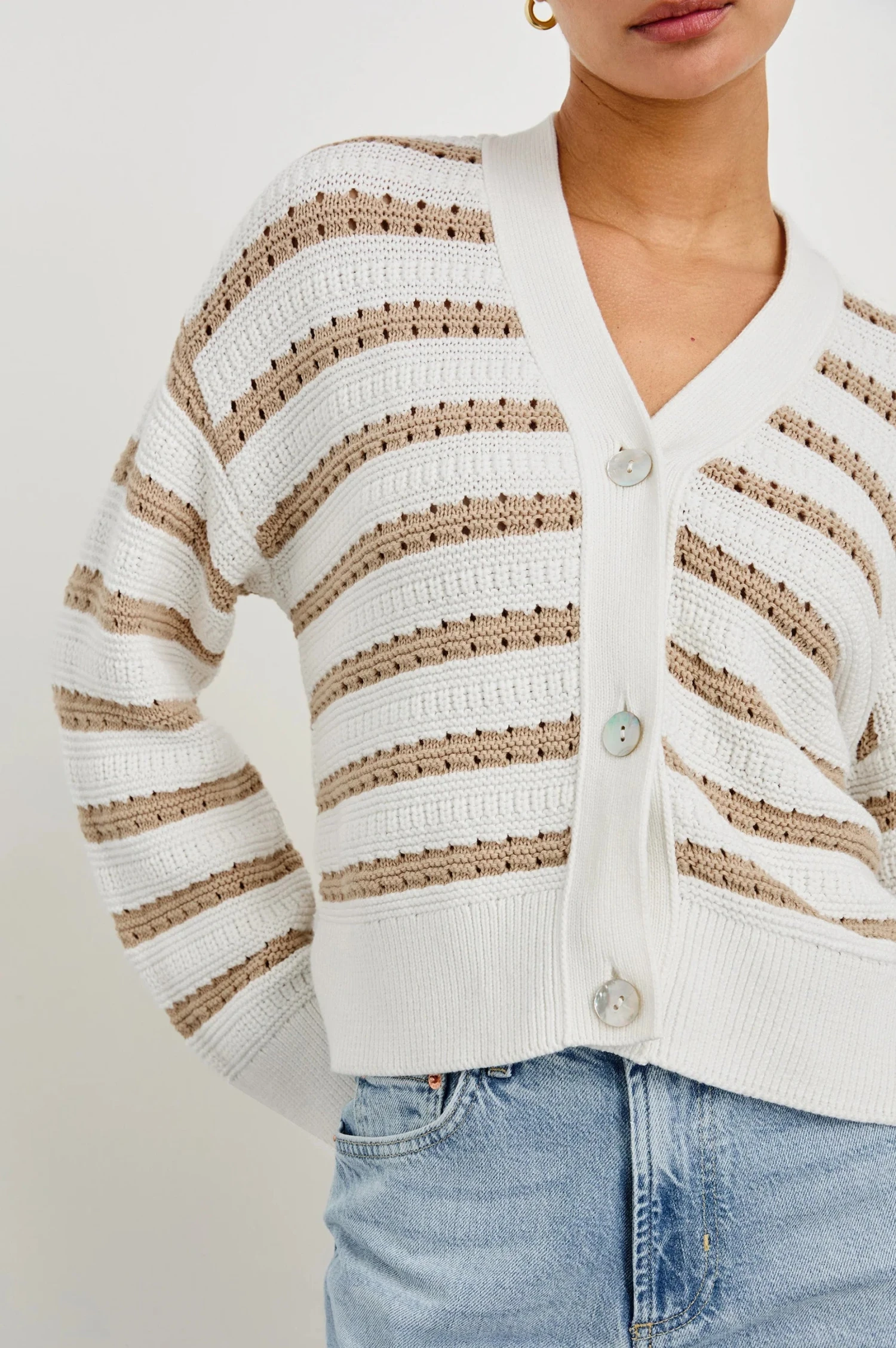 Rails Geneva Stripe Cardigan - Ivory Oat 7 Rails Geneva Stripe Cardigan - Ivory Oat - Image 5
