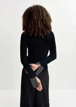 Alternative view of Essentiel Antwerp Gomi Pullover With Rhinestone-Embellished Cuffs - 25 Year Exclusive - Black