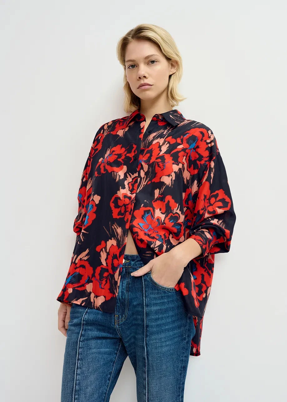 Essentiel Antwerp Gwendolyn Shirt - Black / Orange / Red 3 Essentiel Antwerp Gwendolyn Shirt - Black / Orange / Red