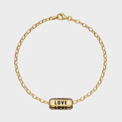 Scream Pretty Love Is All Around Charm Bracelet (Black) - Gold Plated