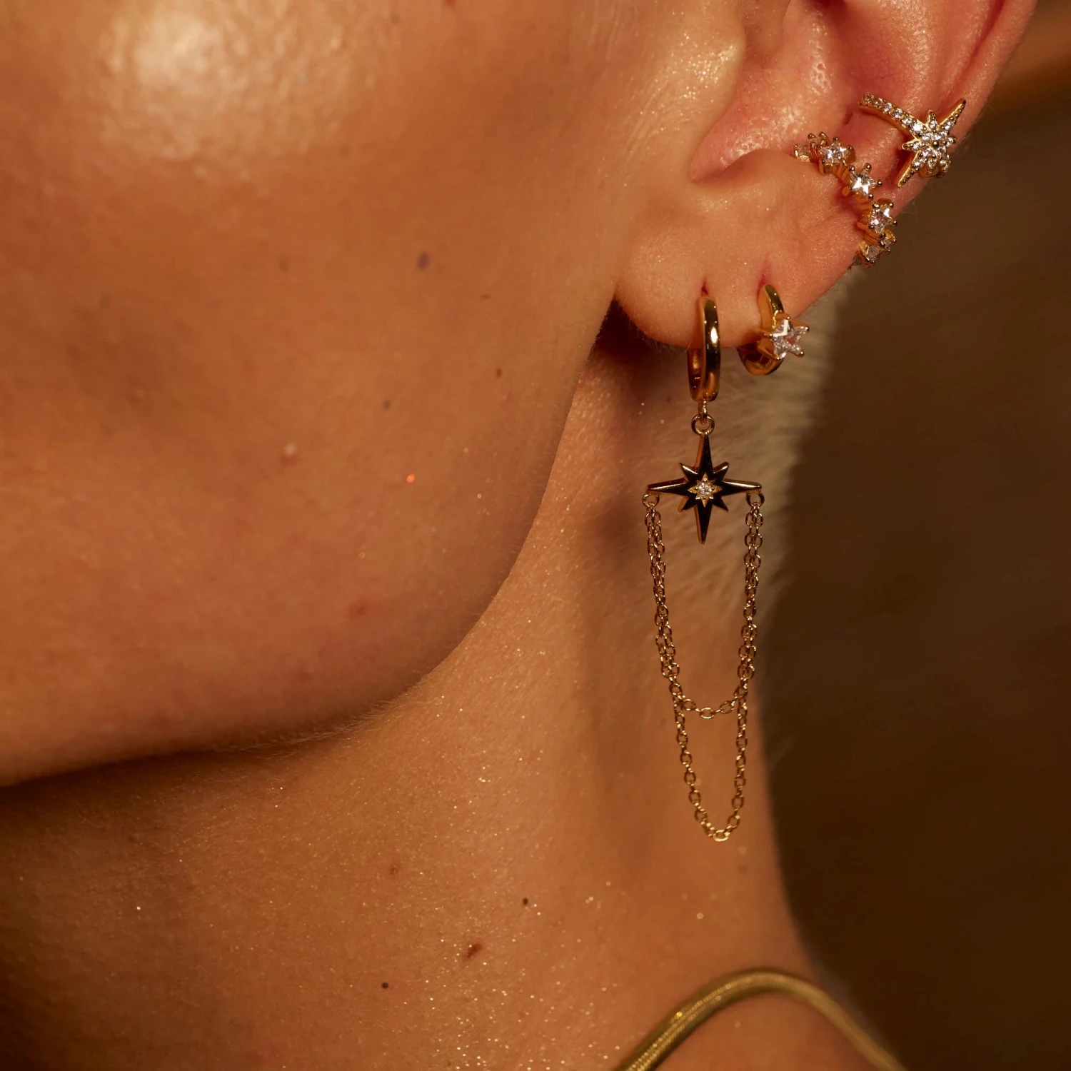 Scream Pretty Chain Drop Hoop Earrings - Sterling Silver 5 Scream Pretty Chain Drop Hoop Earrings - Sterling Silver - Image 3