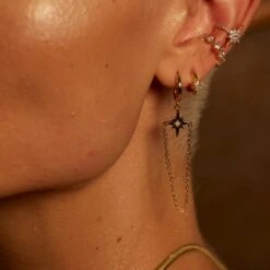 Scream Pretty Chain Drop Hoop Earrings - Gold Plated 9 Scream Pretty Chain Drop Hoop Earrings - Gold Plated -Lulu&M GoldCelestialEarStackSparkingstarhuggiecuffandchainedcharmhoop 3 jpg d600a6f6 3bc7 490b 9eee 98f1a05e3ab1