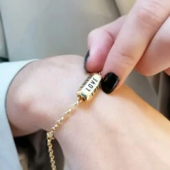 Alternative view of Scream Pretty Love Is All Around Charm Bracelet (Black) - Gold Plated