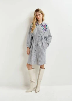 Essentiel Antwerp Hagittarius Shirt Dress - Black/Red/White