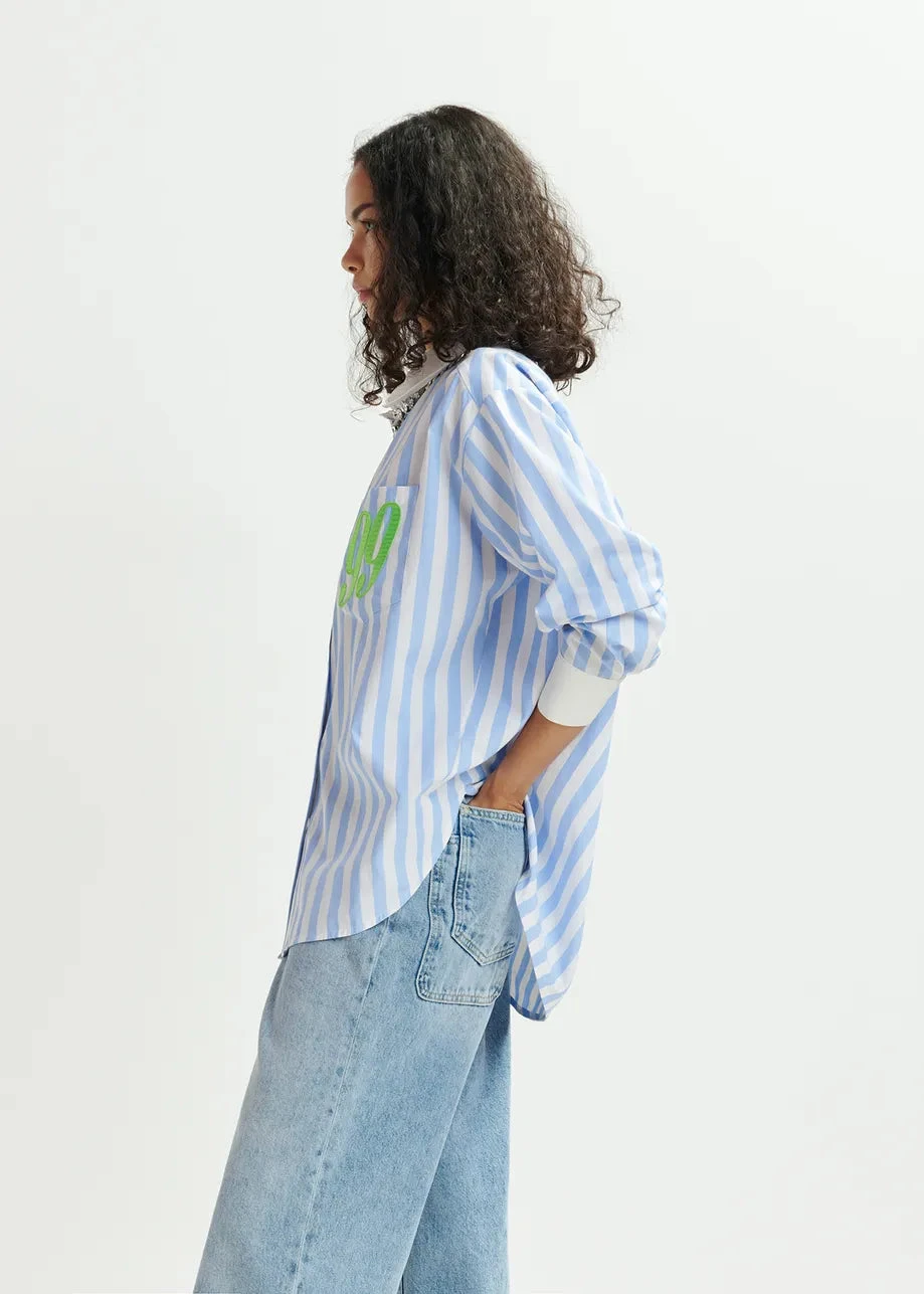 Essentiel Antwerp Halibut Striped Shirt - Blue/White/Green 6 Essentiel Antwerp Halibut Striped Shirt - Blue/White/Green - Image 4