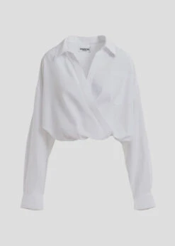 Essentiel Antwerp Hare Wrap Effect Blouse - White 9 Essentiel Antwerp Hare Wrap Effect Blouse - White -Lulu&M HARE2 WH00 b