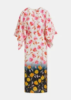 Alternative view of Essentiel Antwerp Hermione Floral Midi Dress - Black/Off White/Pink