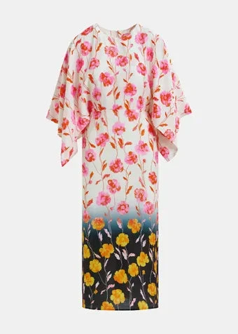 Essentiel Antwerp Hermione Floral Midi Dress - Black/Off White/Pink 4 Essentiel Antwerp Hermione Floral Midi Dress - Black/Off White/Pink - Image 2
