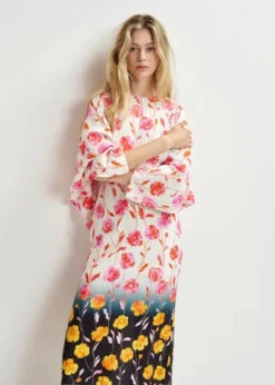 Essentiel Antwerp Hermione Floral Midi Dress - Black/Off White/Pink 10 Essentiel Antwerp Hermione Floral Midi Dress - Black/Off White/Pink -Lulu&M HERMIONE H2FT i 2