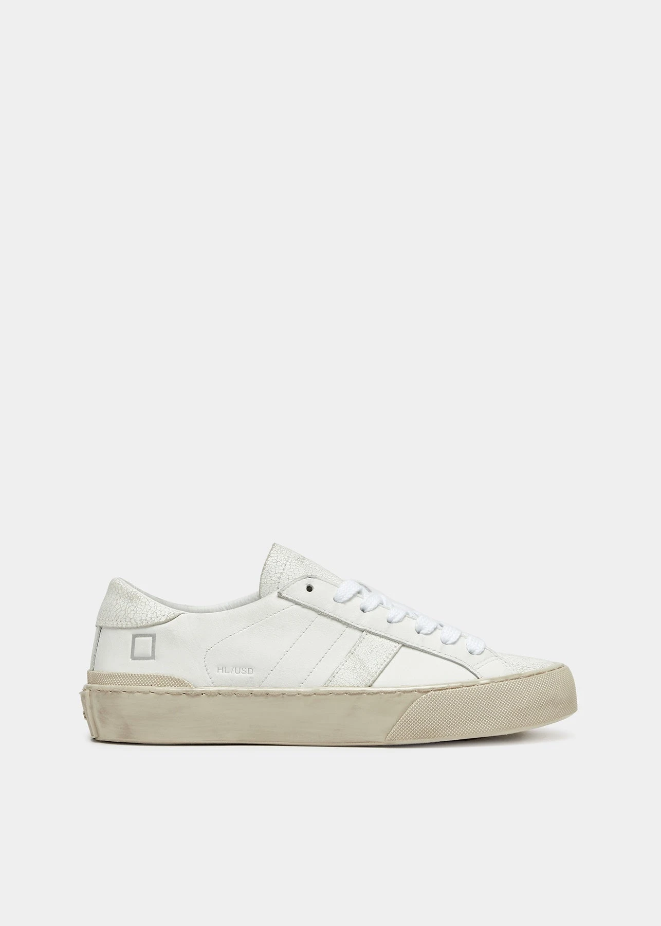 D.A.T.E. D.A.T.E Hill Low Used Effect Sneaker - White 3 D.A.T.E. D.A.T.E Hill Low Used Effect Sneaker - White