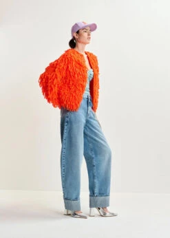 Essentiel Antwerp Hinwood Oversized Loop Knit Jacket - Bright Orange 12 Essentiel Antwerp Hinwood Oversized Loop Knit Jacket - Bright Orange -Lulu&M HINWOOD CF24 i 3