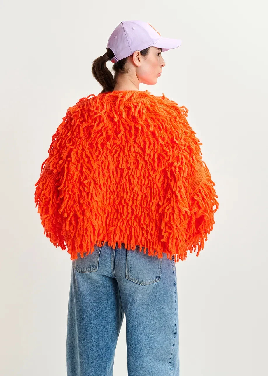 Essentiel Antwerp Hinwood Oversized Loop Knit Jacket - Bright Orange 7 Essentiel Antwerp Hinwood Oversized Loop Knit Jacket - Bright Orange - Image 5