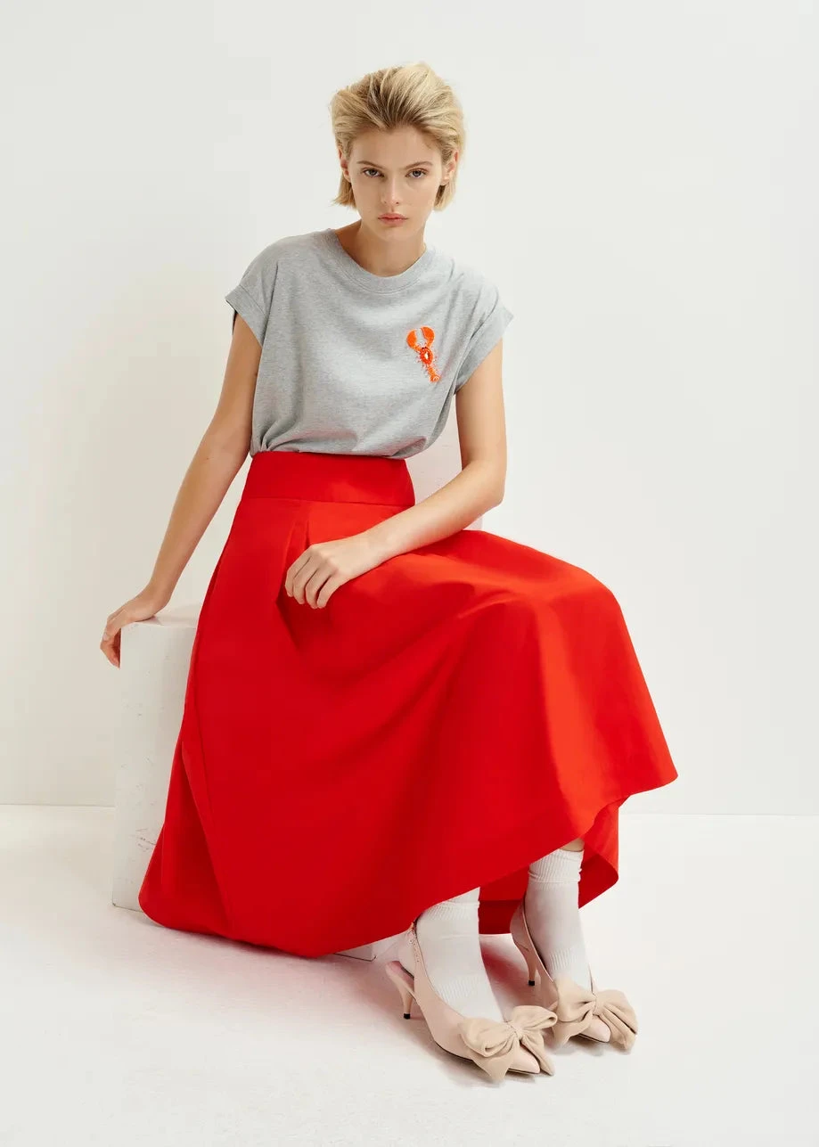 Essentiel Antwerp Hobster T-Shirt - Grey/Orange Embroidery 8 Essentiel Antwerp Hobster T-Shirt - Grey/Orange Embroidery - Image 6