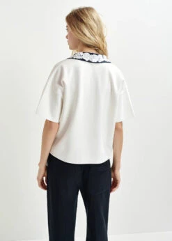 Essentiel Antwerp Hoiseau Polo Top - Black/White With Sequin Embellishments 13 Essentiel Antwerp Hoiseau Polo Top - Black/White With Sequin Embellishments -Lulu&M HOISEAU OW01 i 4