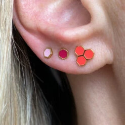 Alternative view of LULU Copenhagen Large Honey Red Earring - Gold Plated