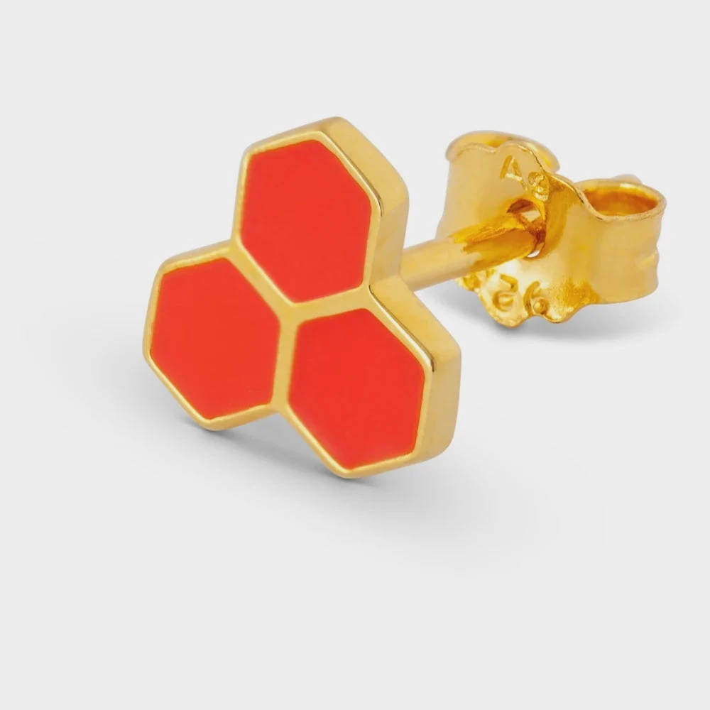 LULU Copenhagen Large Honey Red Earring - Gold Plated 8 LULU Copenhagen Large Honey Red Earring - Gold Plated - Image 6