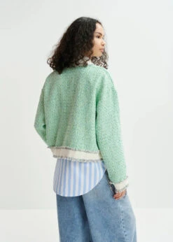Essentiel Antwerp Hoola Cropped Tweed Cardigan - Grey/Mint Green/White 12 Essentiel Antwerp Hoola Cropped Tweed Cardigan - Grey/Mint Green/White -Lulu&M HOOLA H1NP i 3
