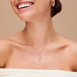 Alternative view of Orelia Embellished Lobster Charm Necklace - Gold