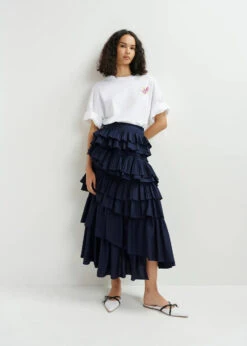 Essentiel Antwerp Cotton T-Shirt With Bead Embroidery - White 11 Essentiel Antwerp Cotton T-Shirt With Bead Embroidery - White -Lulu&M HUNGLE WH00 i 2
