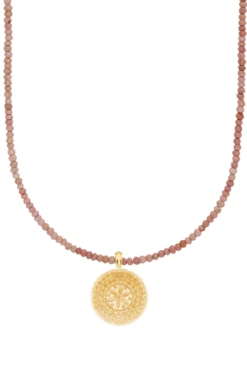 Anna Beck Beaded Flower Drop Necklace - Pink Opal/Gold