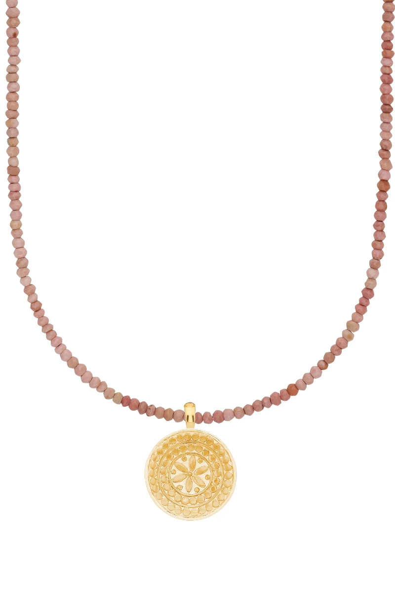 Anna Beck Beaded Flower Drop Necklace - Pink Opal/Gold 3 Anna Beck Beaded Flower Drop Necklace - Pink Opal/Gold