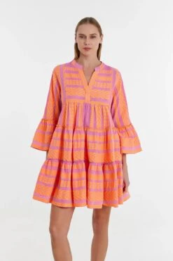 Devotion Twins Ella Dress - Orange/Fushia