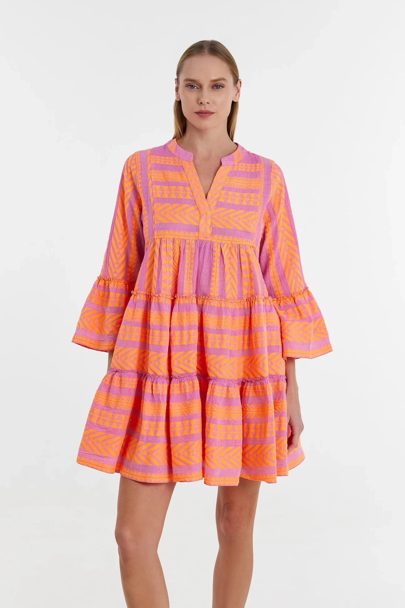Devotion Twins Ella Dress - Orange/Fushia 3 Devotion Twins Ella Dress - Orange/Fushia
