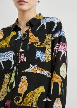Alternative view of Rails Kate Silk Shirt - Illustrated Animals