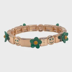 Alternative view of Coco & Jane Loves Crazy Daisy Smiley Bracelet - Green