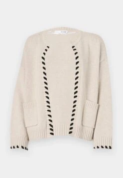 Selected Femme Jilli Knit Detail Cardigan - Birch/Black