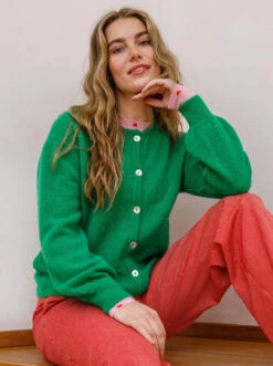 Alternative view of Black Colour Bella Knit Cardigan - Green