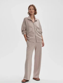 Alternative view of Varley Garcia Zip Through Sweat - Taupe Marl