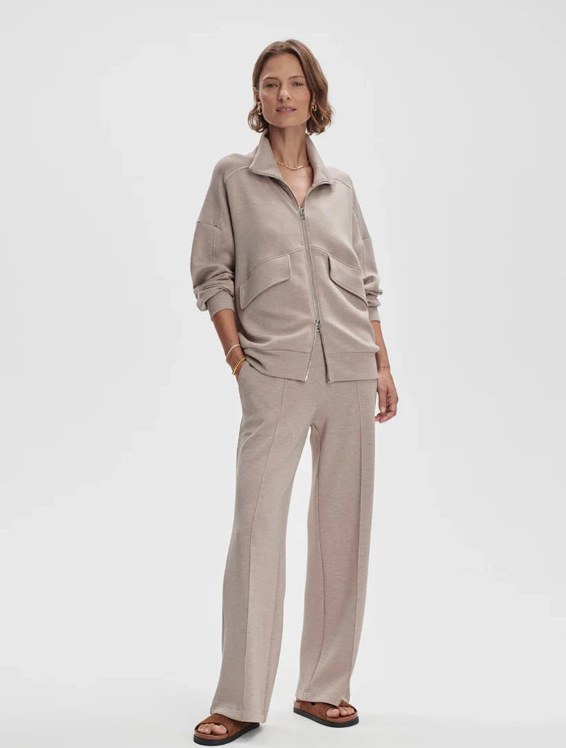 Varley Garcia Zip Through Sweat - Taupe Marl 4 Varley Garcia Zip Through Sweat - Taupe Marl - Image 2