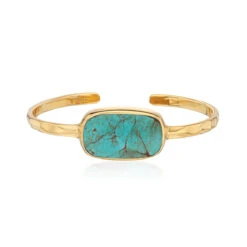 Anna Beck Turquoise Oval Cuff - Gold