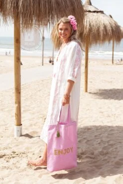 Alternative view of Place Du Soleil Long Dress - White/Pink