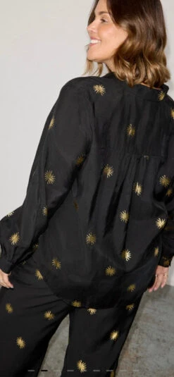 Never Fully Dressed Gold Sun Miley Shirt - Black -Lulu&M IMG 4415